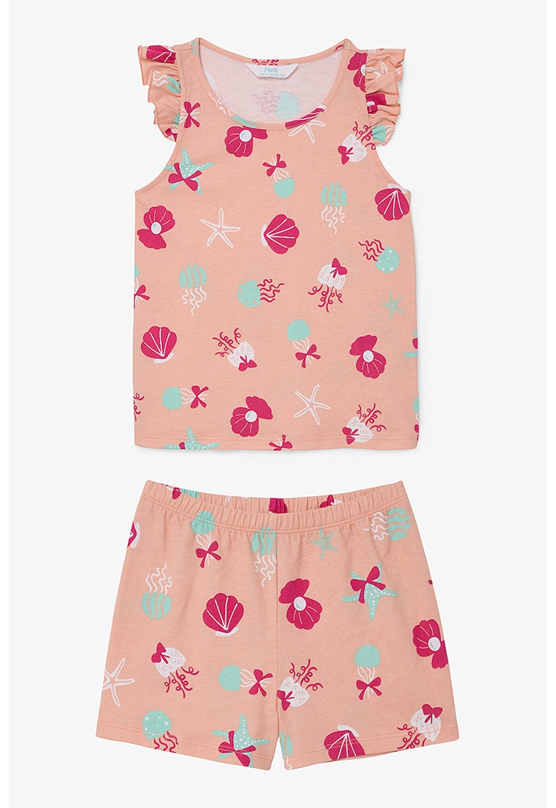 Памучна пижама с принт - Фуксия/Розова сьомга/Ментово зелено Penti