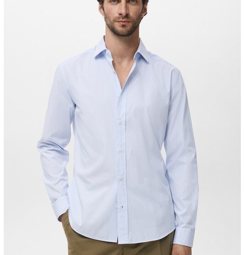 Памучна риза без шарка Mango