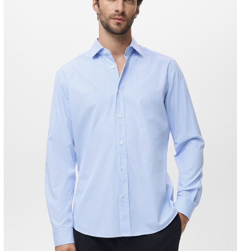 Памучна риза без шарка Mango