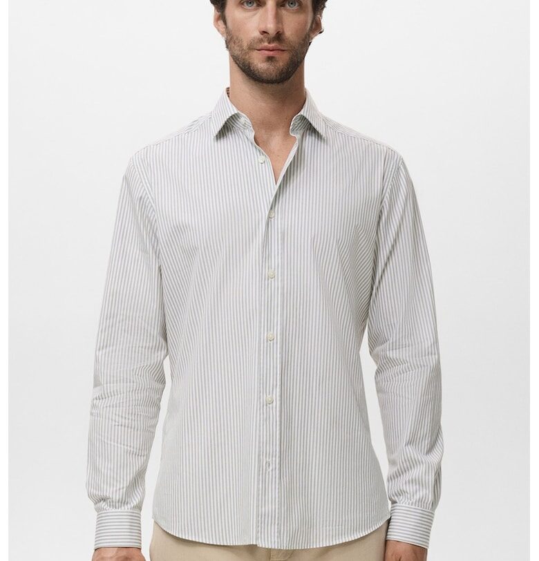 Памучна риза без шарка Mango