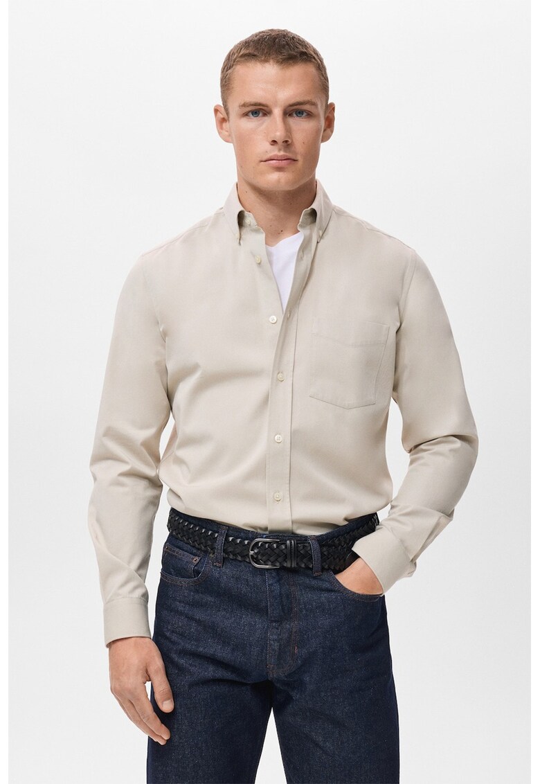 Памучна риза с дълги ръкави Mango