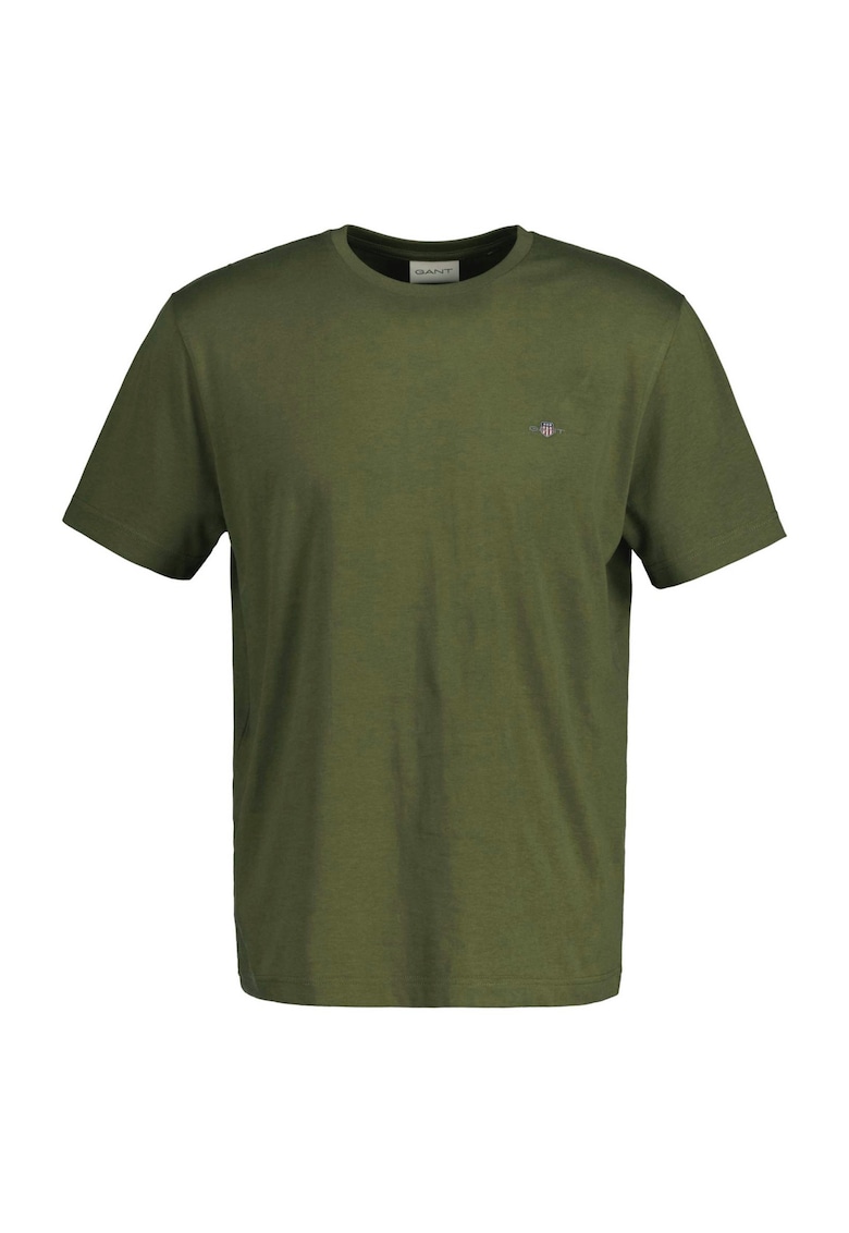 Памучна тениска Shield с овално деколте Gant