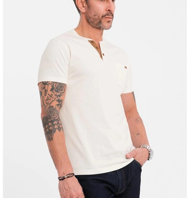 Памучна тениска с копчета OMBRE