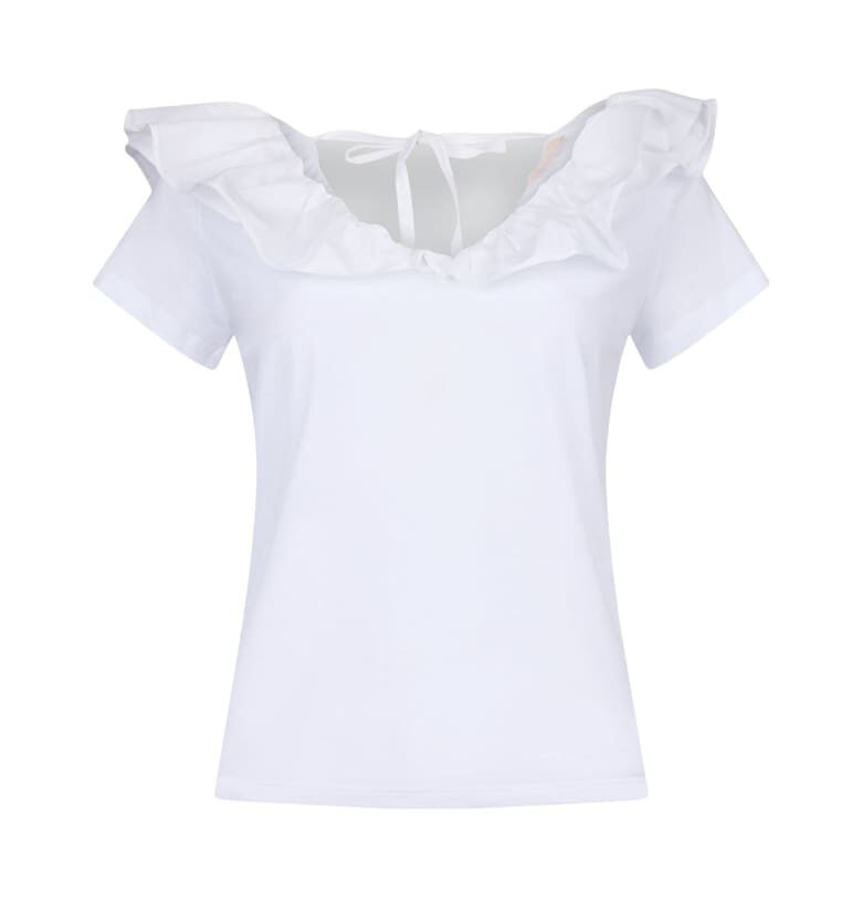 Памучна тениска с набирания Liu Jo