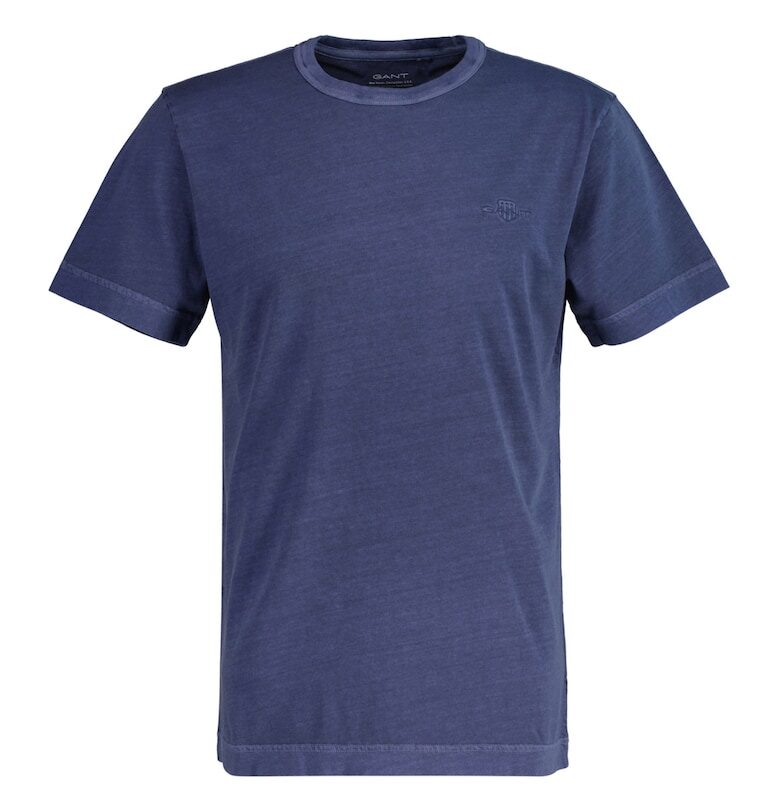 Памучна тениска с овално деколте и бродирано лого Gant