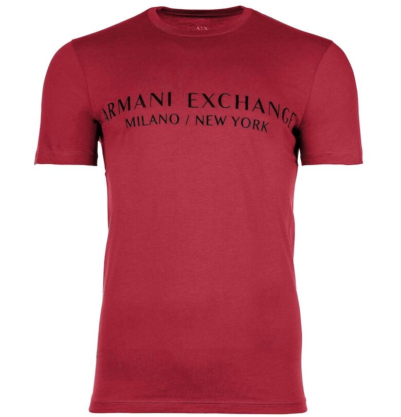 Памучна тениска с овално деколте и лого ARMANI EXCHANGE