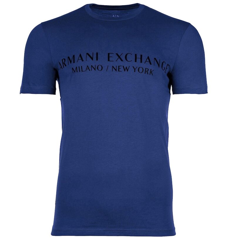 Памучна тениска с овално деколте и лого ARMANI EXCHANGE