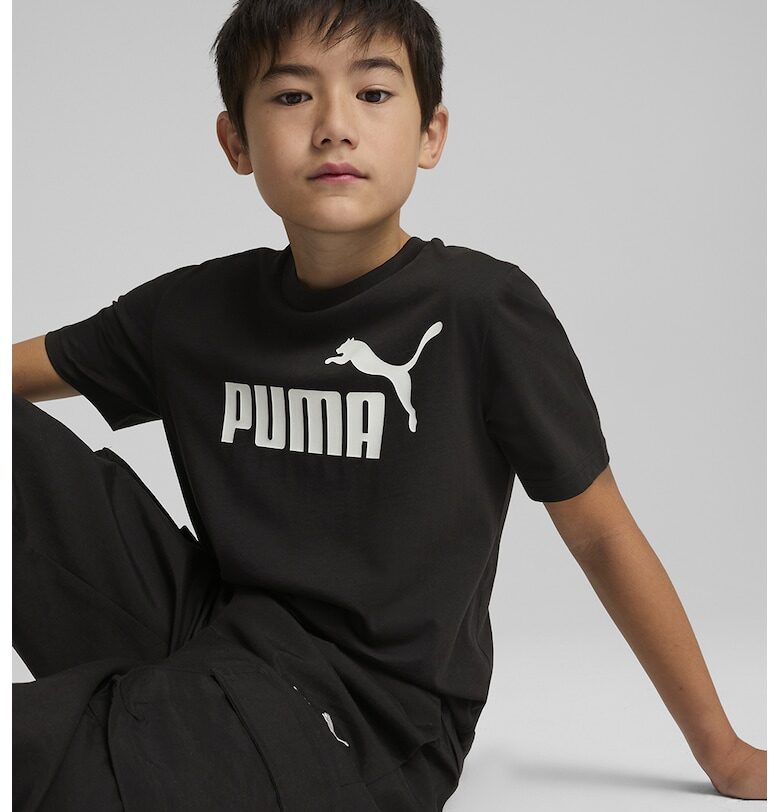 Памучна тениска с овално деколте и лого Puma