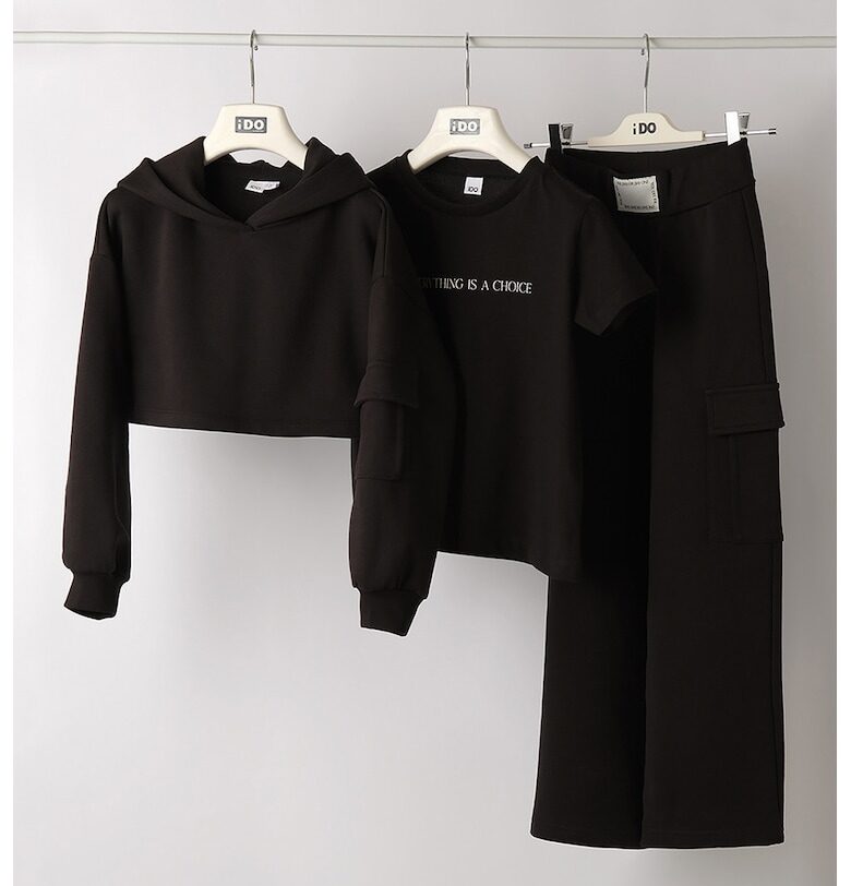 Памучна тениска - худи и спортен панталон - 3 части IDO