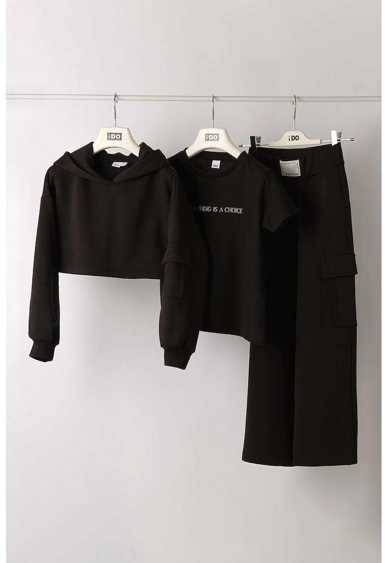 Памучна тениска - худи и спортен панталон - 3 части IDO