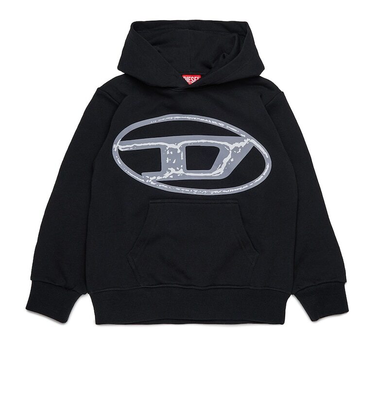 Памучно худи с лого и джоб кенгуру Diesel