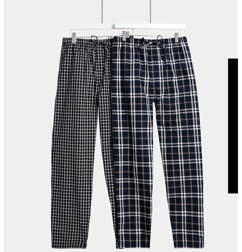 Пижамен панталон на каре - 2 чифта Marks  Spencer