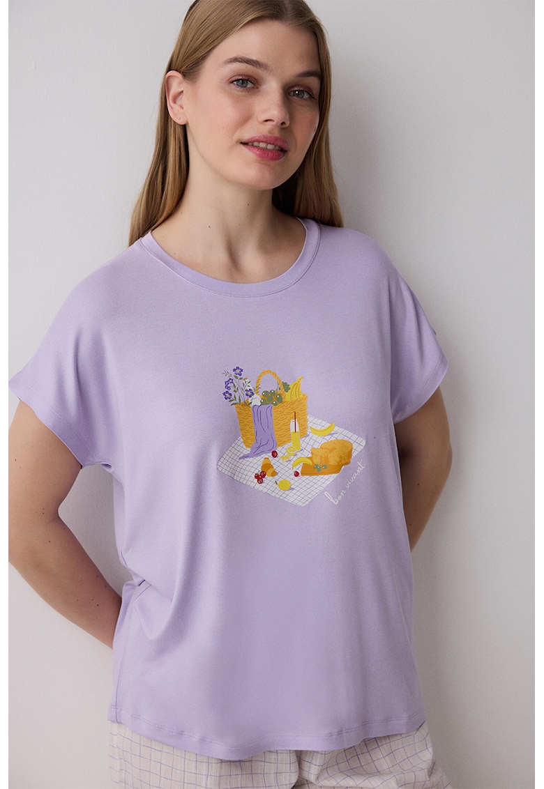 Пижамена тениска с графична шарка Penti