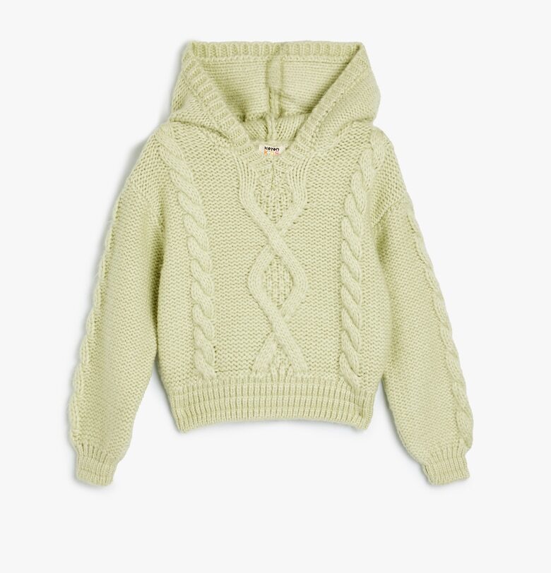 Плетен пуловер с качулка KOTON