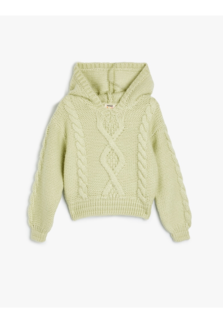 Плетен пуловер с качулка KOTON