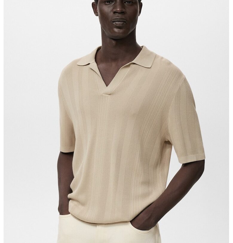 Плетена тениска с яка Mango