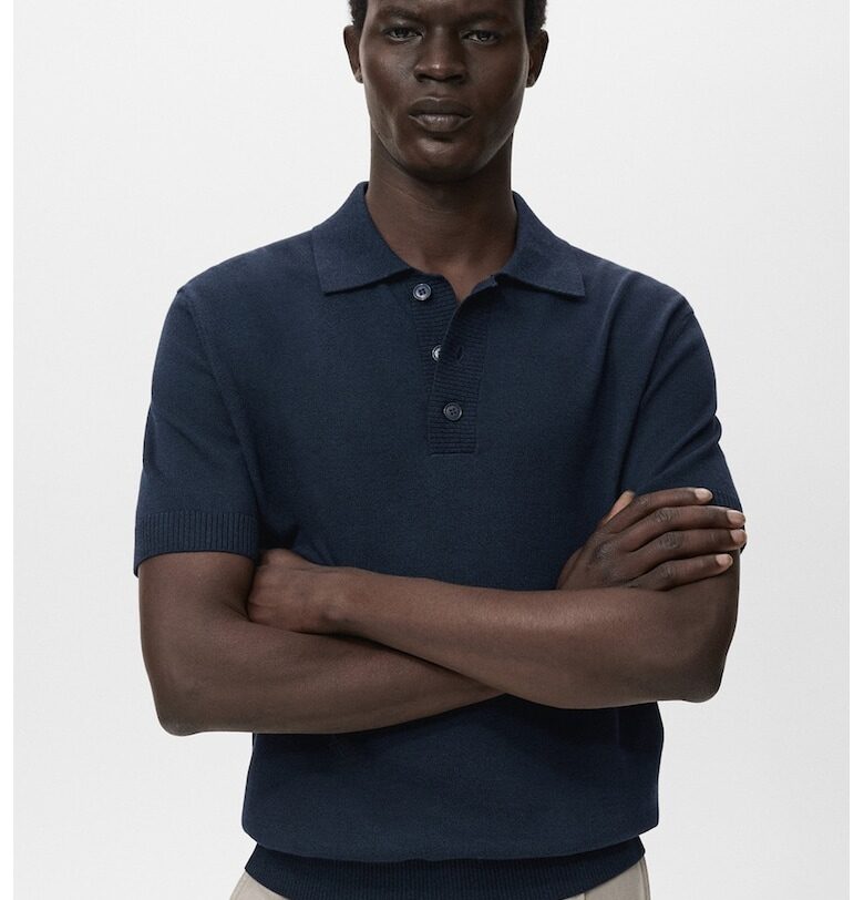 Плетена тениска с яка Mango