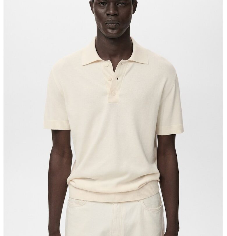 Плетена тениска с яка Mango