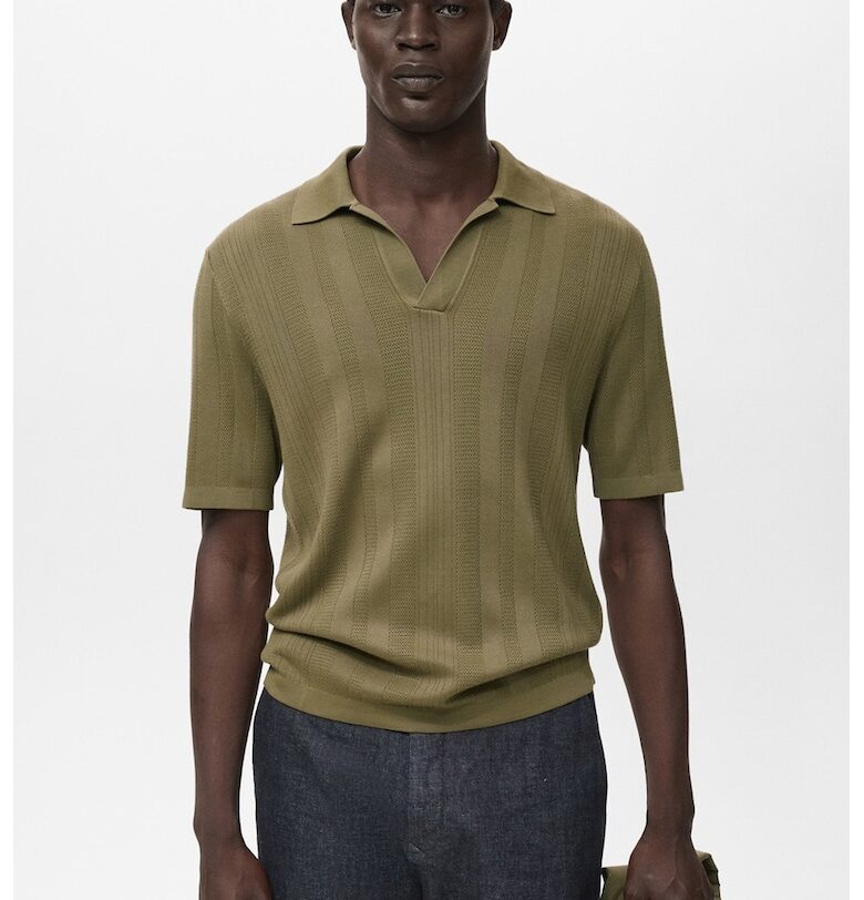 Плетена тениска с яка Mango