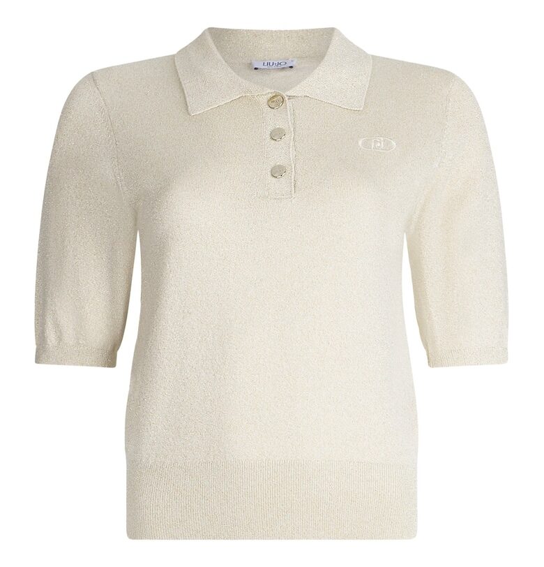 Плетена тениска с яка и брокат Liu Jo