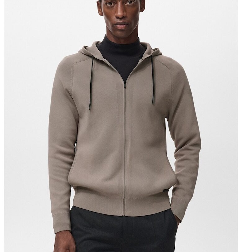 Плетено худи с цип Mango