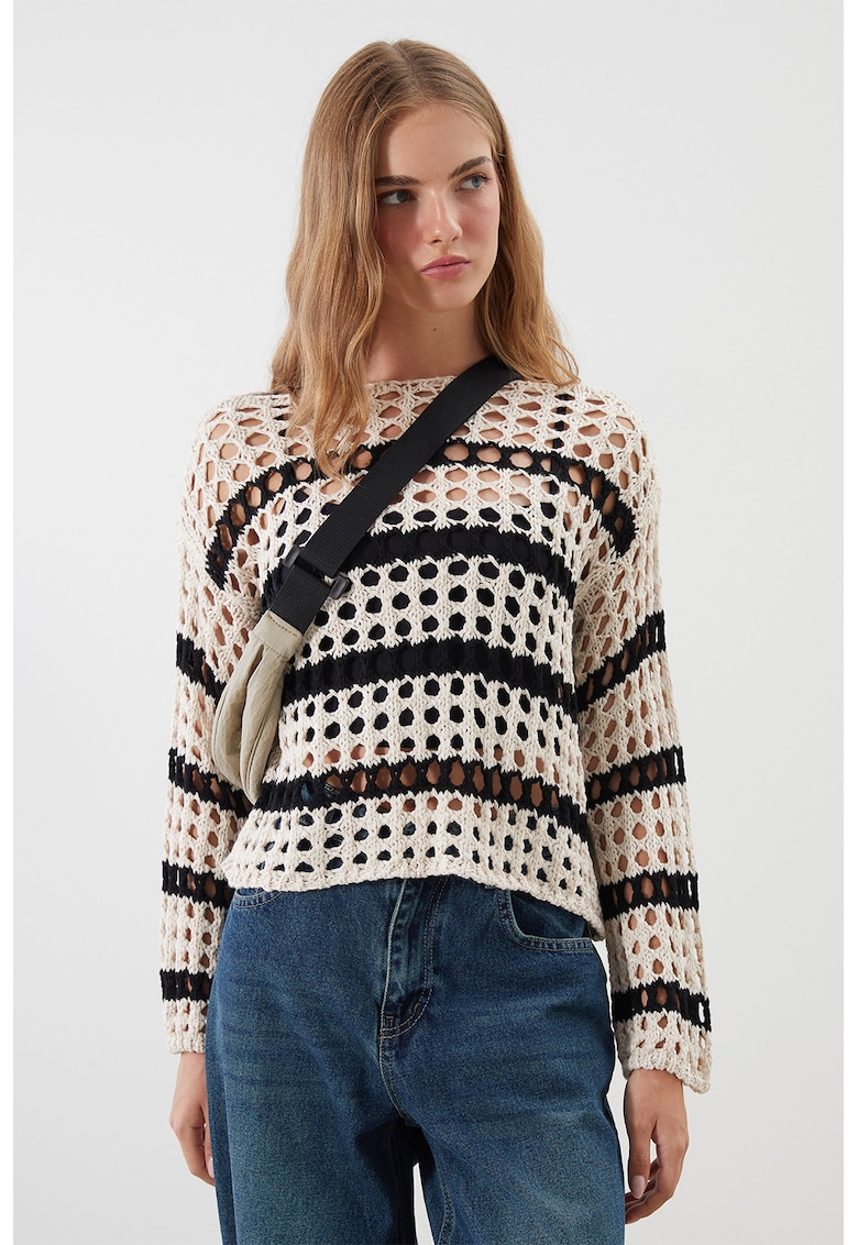 Пуловер с ажур и райе LC WAIKIKI
