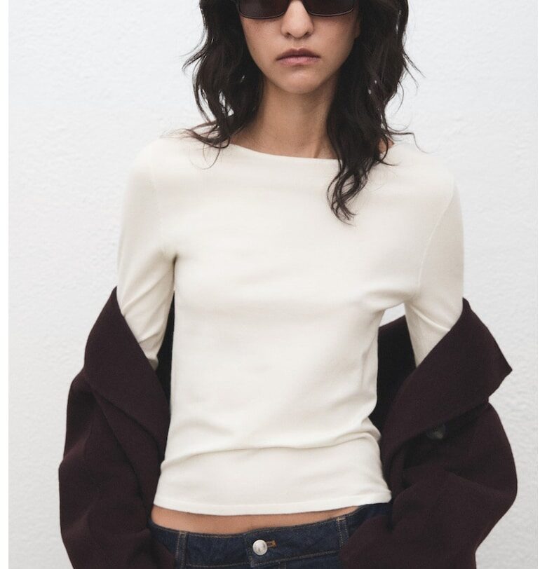 Пуловер с деколте тип лодка Mango