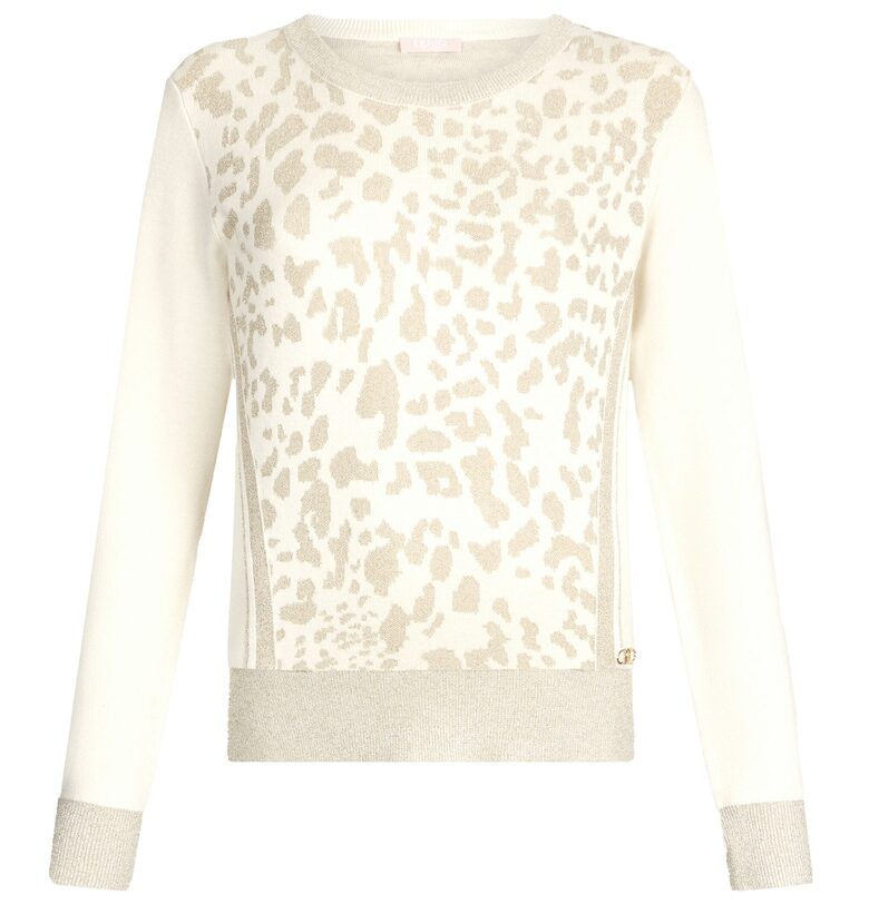 Пуловер с животинска шарка и бляскави детайли Liu Jo