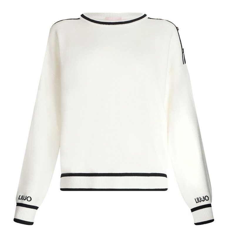 Пуловер с коприна с декоративни копчета Liu Jo