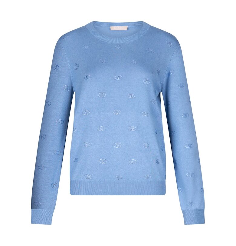 Пуловер с овално деколте и лого Liu Jo