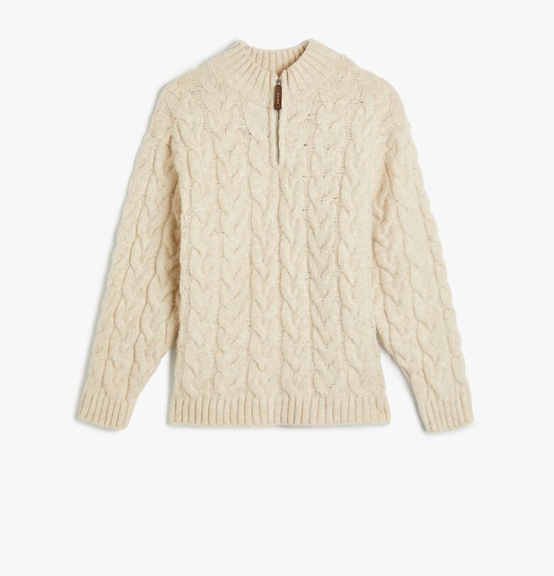 Пуловер с плетка осморка и къс цип KOTON