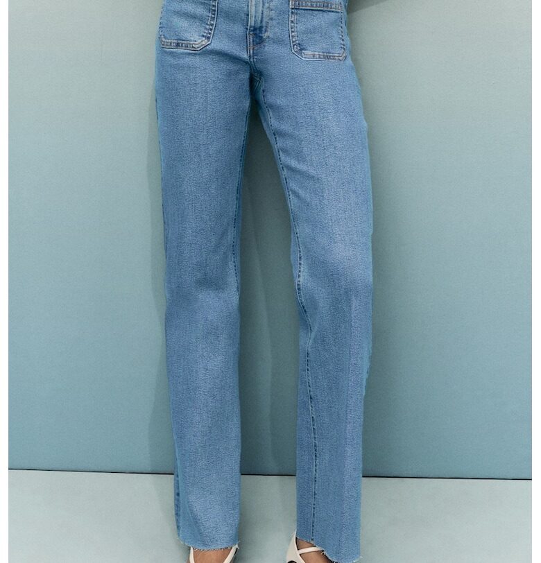 Разкроени дънки със средна талия Mango