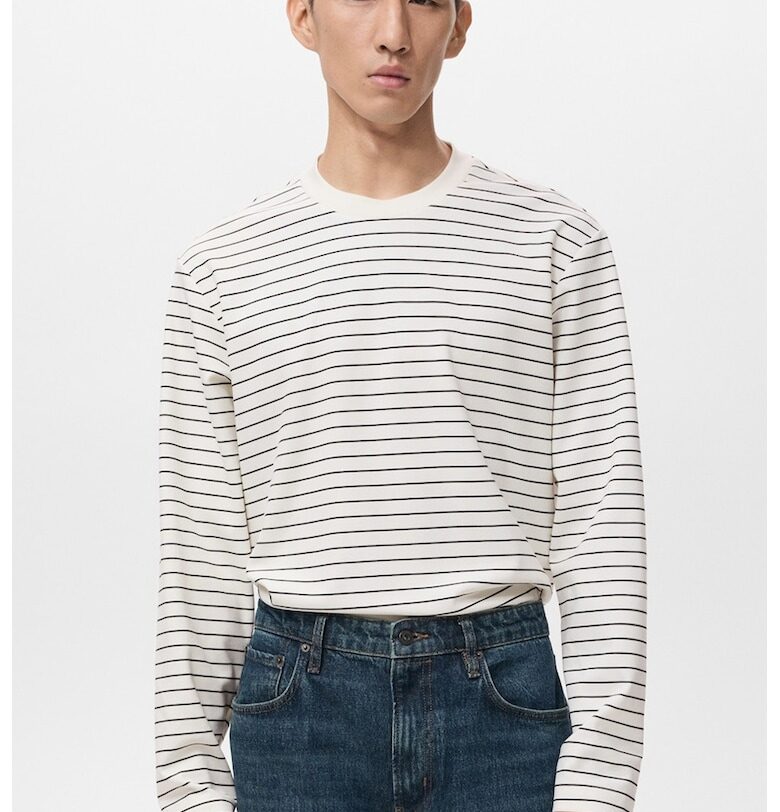 Раирана блуза с овално деколте Mango