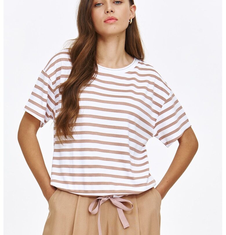 Раирана тениска с връзки на подгъва Top Secret