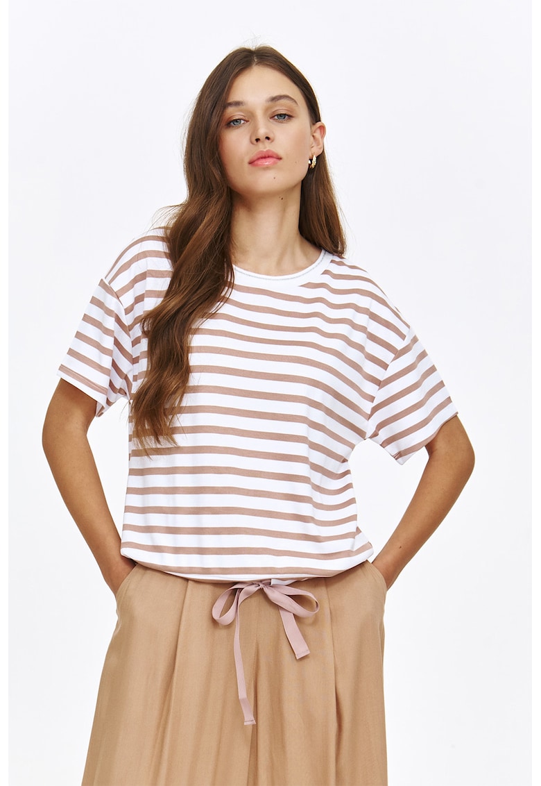 Раирана тениска с връзки на подгъва Top Secret