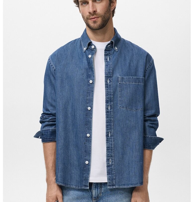 Риза от деним с джоб Mango