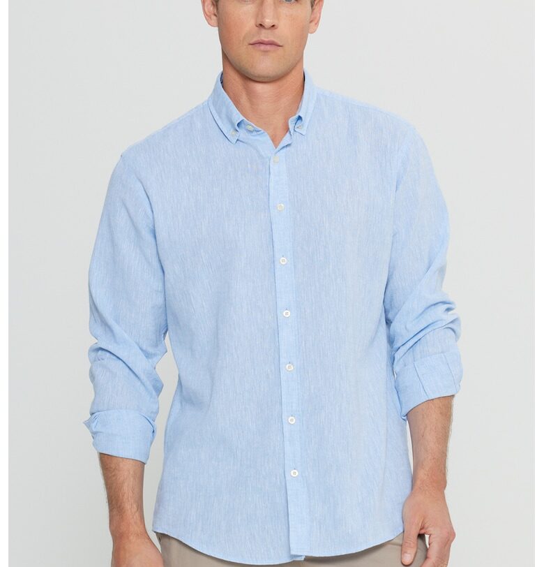 Риза с лен и копчета на маншетите ACCo