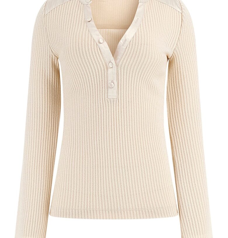 Рипсена блуза с цепка с копчета GUESS