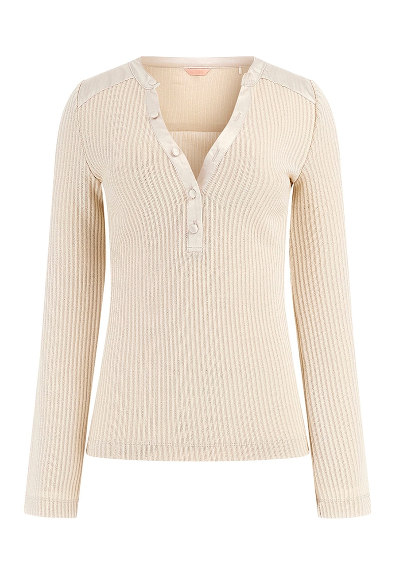 Рипсена блуза с цепка с копчета GUESS