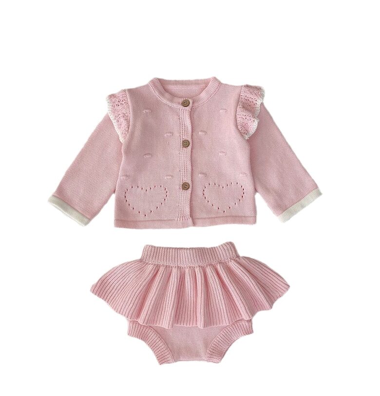 Розово плетено облекло за момичета Глория Nannie