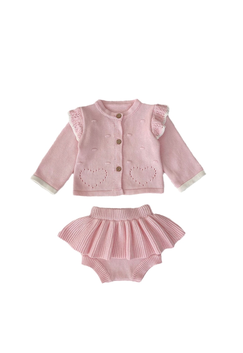 Розово плетено облекло за момичета Глория Nannie