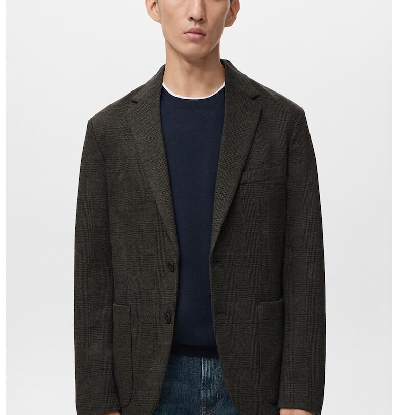 Сако с шарка на рибена кост и копчета Mango