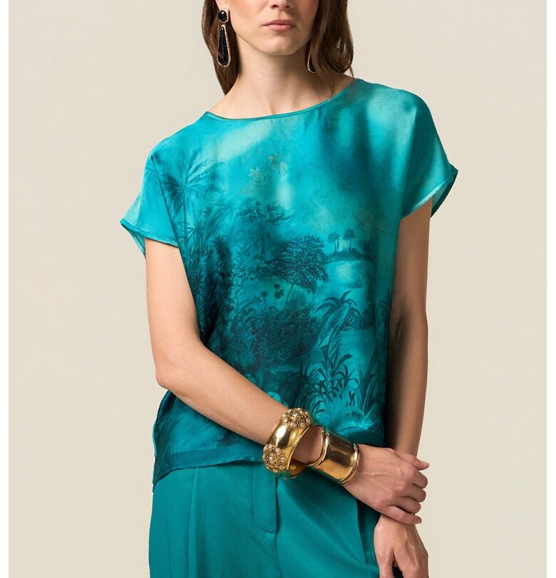 Сатенена тениска с шарка Oltre