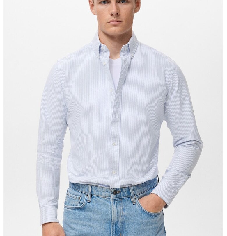 Слим риза Oxford на райе Mango