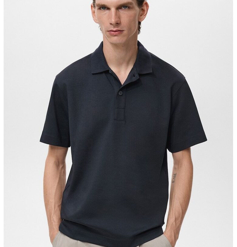 Стандартна тениска с памук с яка Mango