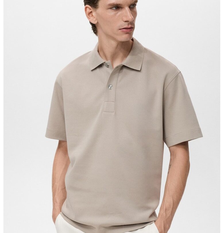 Стандартна тениска с памук с яка Mango