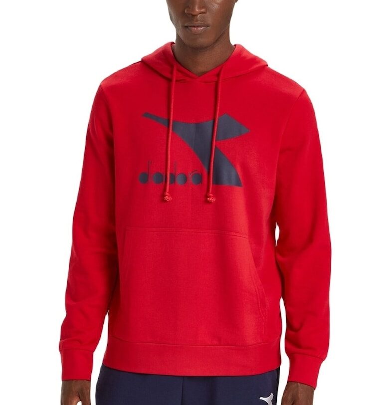 Суитшърт с органичен памук - качулка и лого Diadora