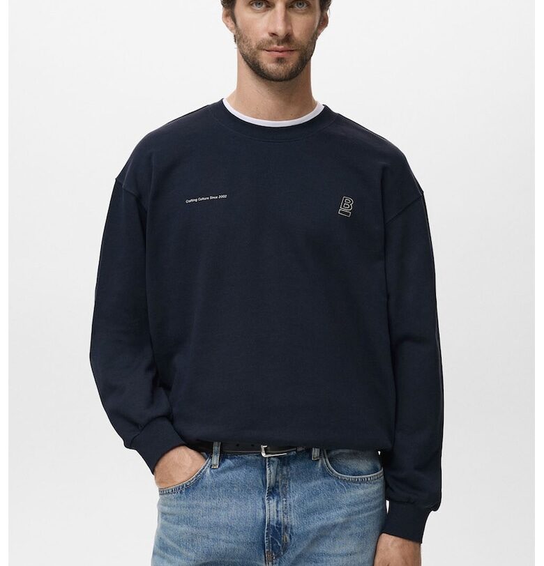 Суитшърт с принт и паднали ръкави Mango