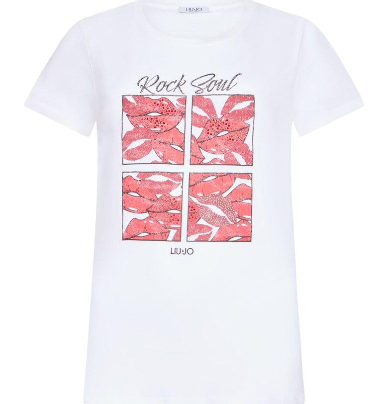 Тениска с овално деколте и графика Liu Jo