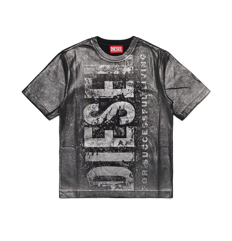 Тениска с овално деколте и лого Diesel